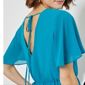 CES FEMME Chiffon Romper-Dress Teal